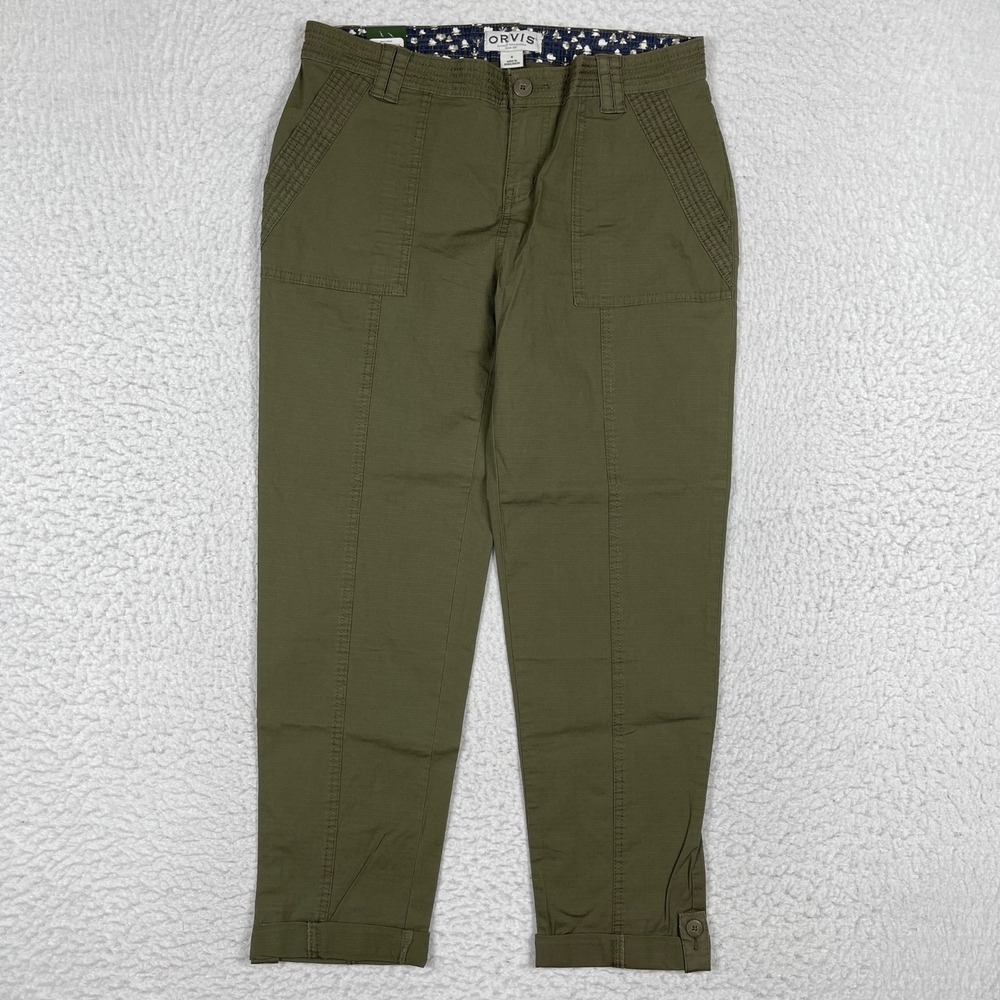 Orvis Brooke Ripstop Capri Pants Womens 4 Dusty Olive Green Utility Hiking Pants